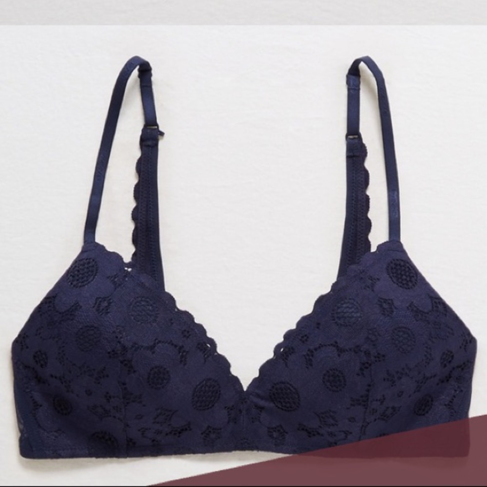 Aerie Real Happy Lightly Lined Navy Wireless Bra